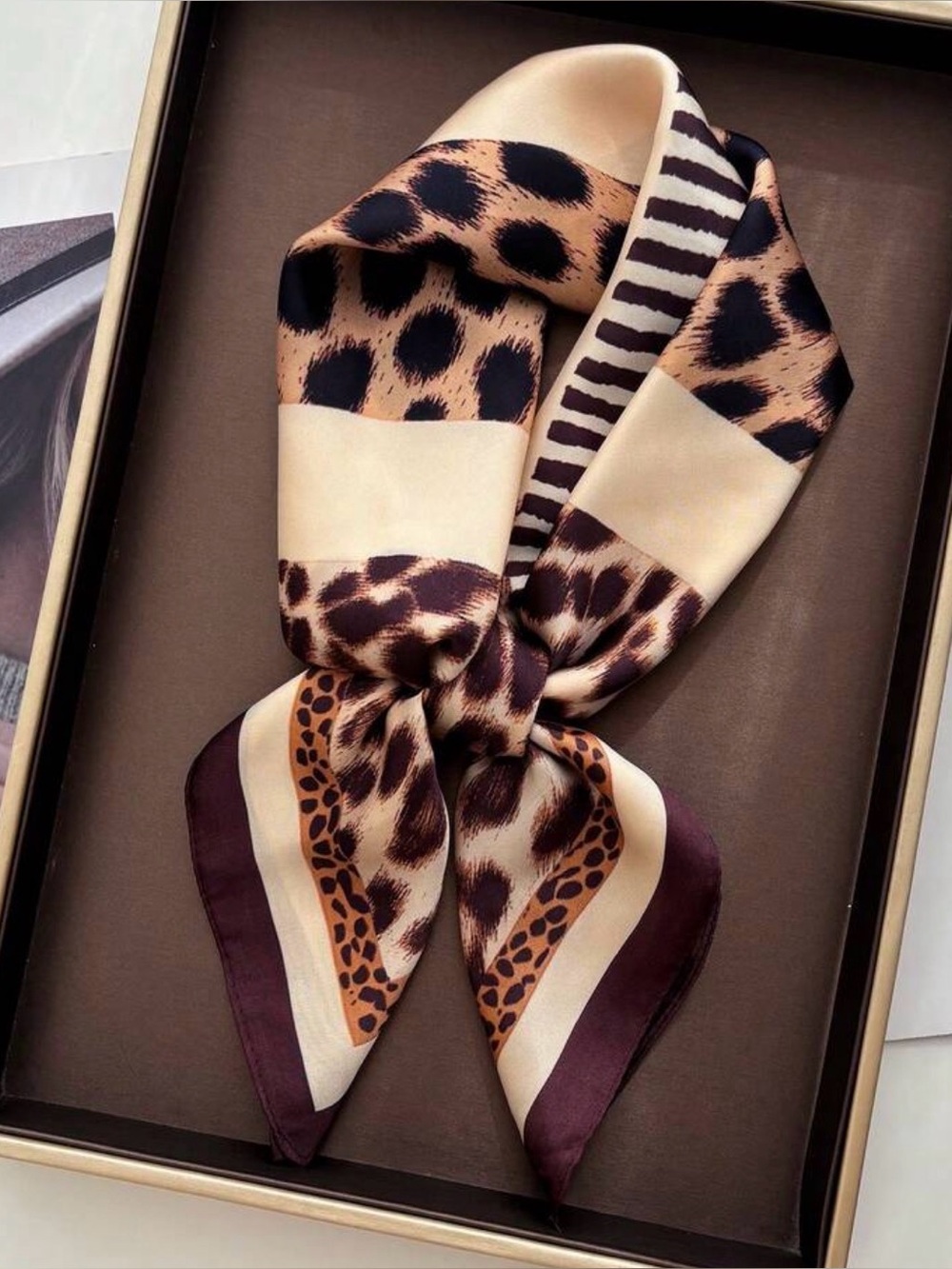Brown Leopard Print Scarf M805